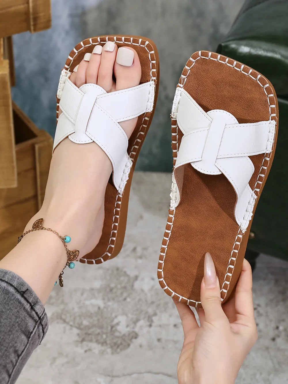 Open Toe Flats Sandals, image 7