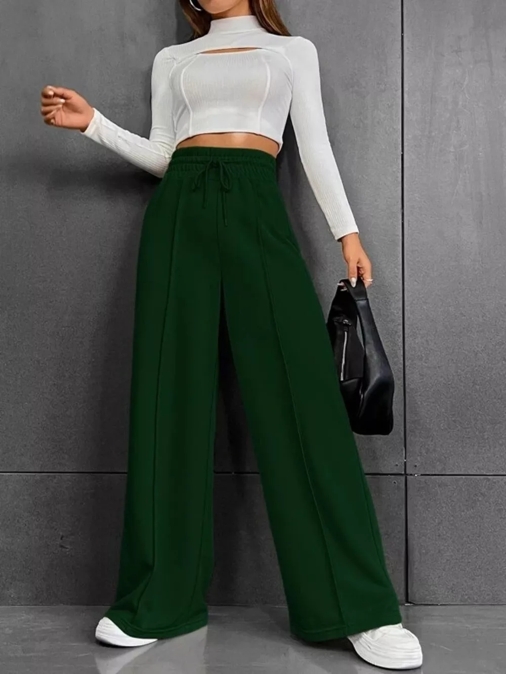 Wide Leg Drawstring Waist Pants, image 6
