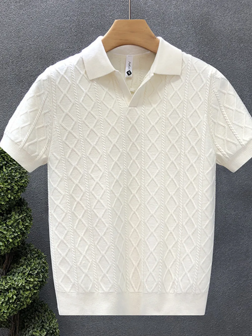 Men's Plus Size Basic style Collared Neck Knit Polo, image 6
