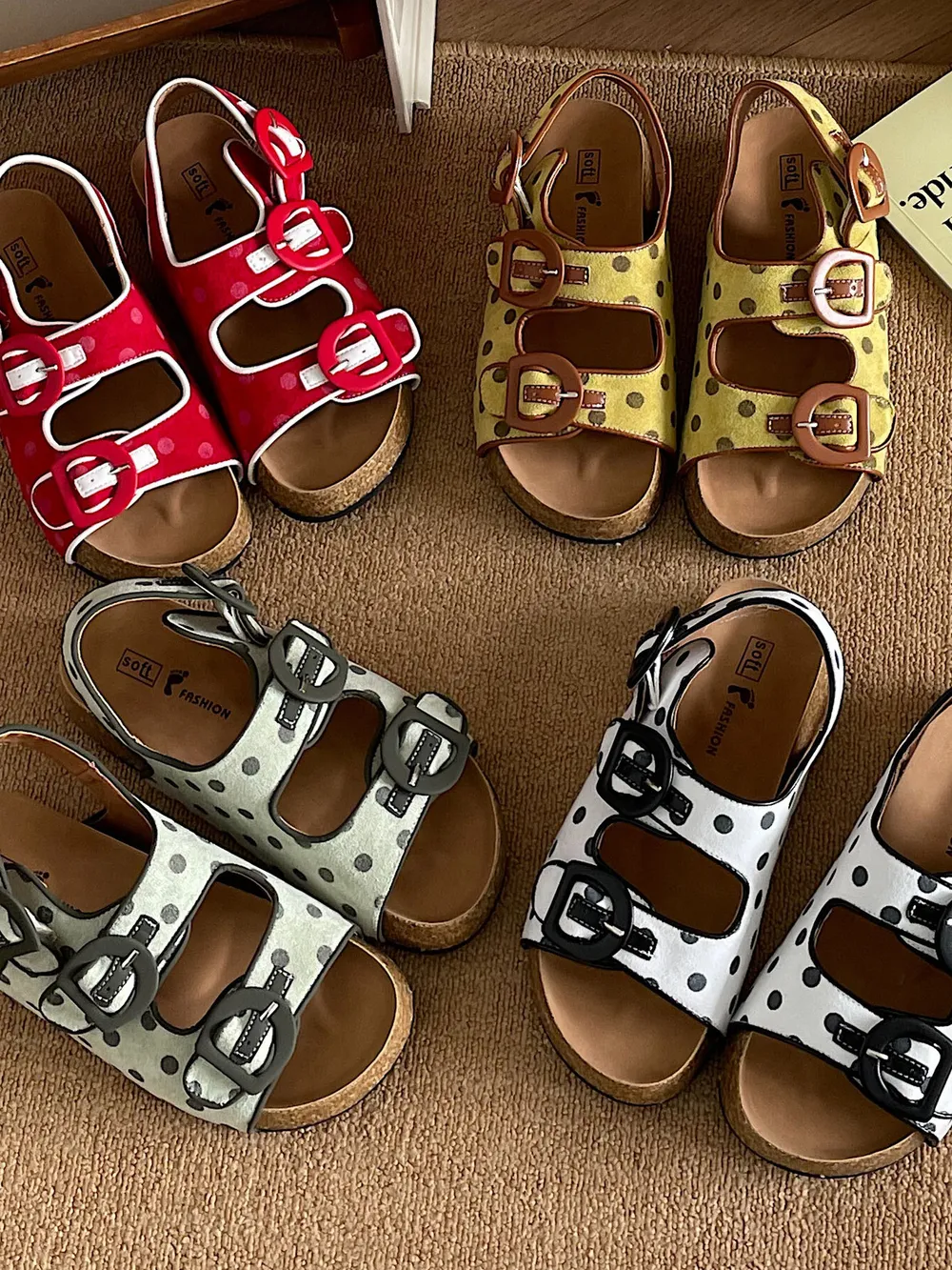 Polka Dot Double Buckle Platform Sandals, image 2