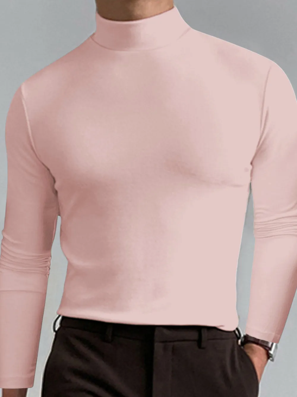 Men's Full Size Turtleneck Long Sleeve T-Shirt Plus Size