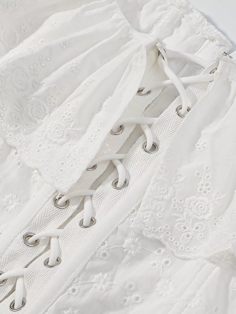 Lace Up Back Eyelet Ruffle Trim Tank, image 12