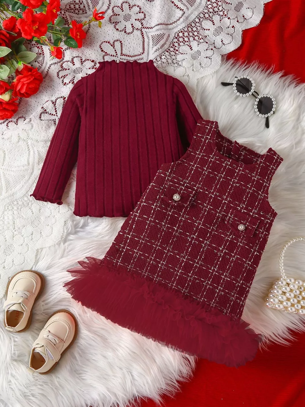 Children's Ribbed Knit Top and Dress Set, image 10