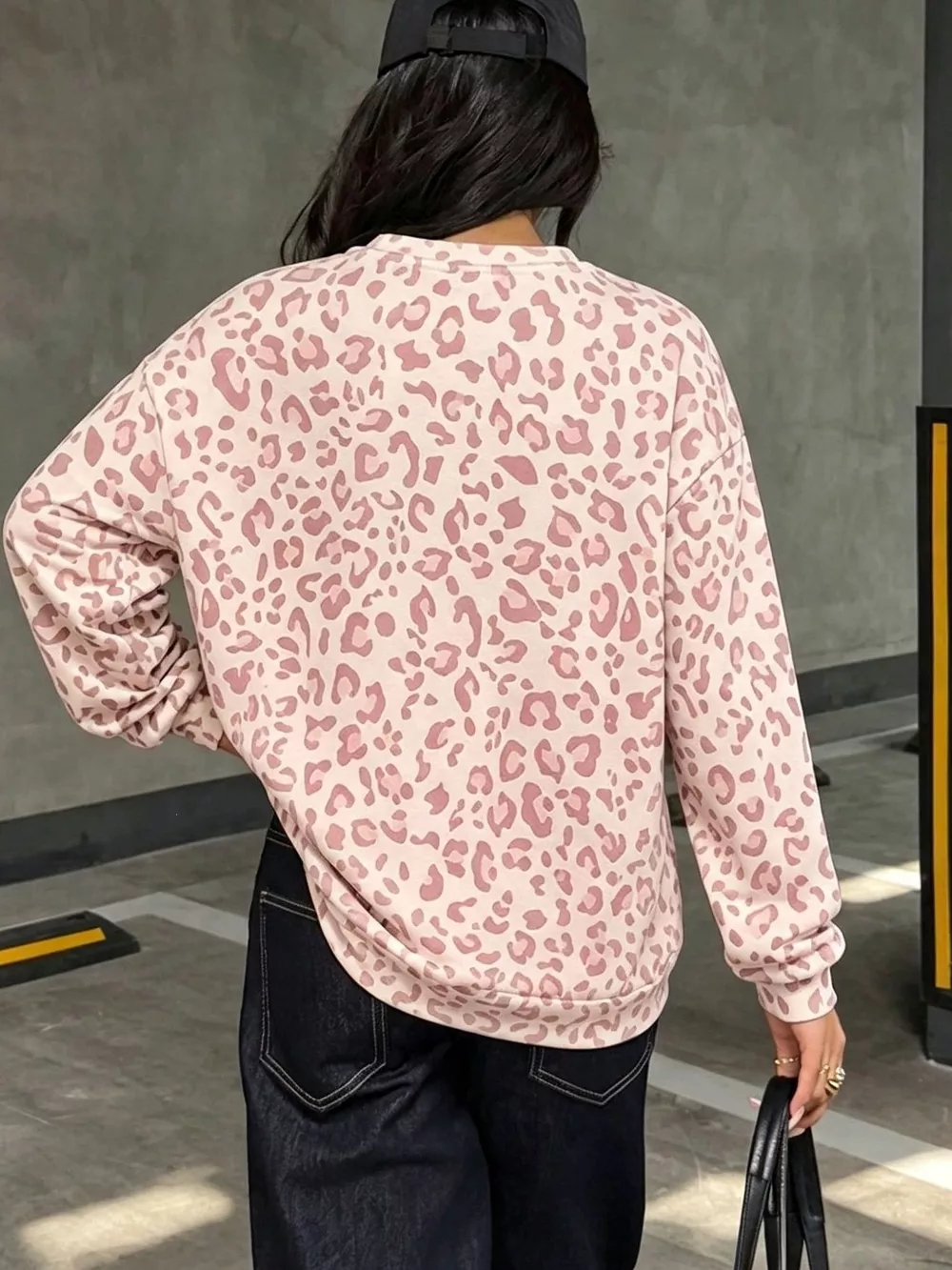Leopard Print Crew Neck Sweatshirt, image 8