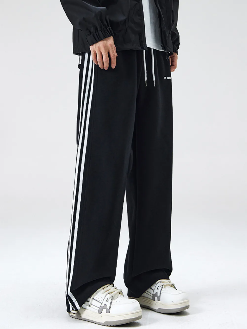 Men's Plus Size Drawstring Striped Wide Leg Pants, image 7