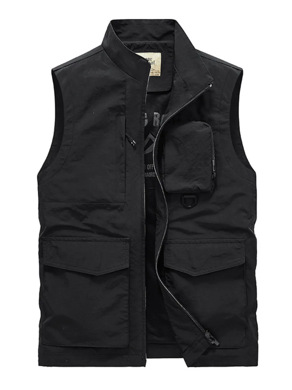 Men's Plus Size Multi-Pocket Zip Up Vest