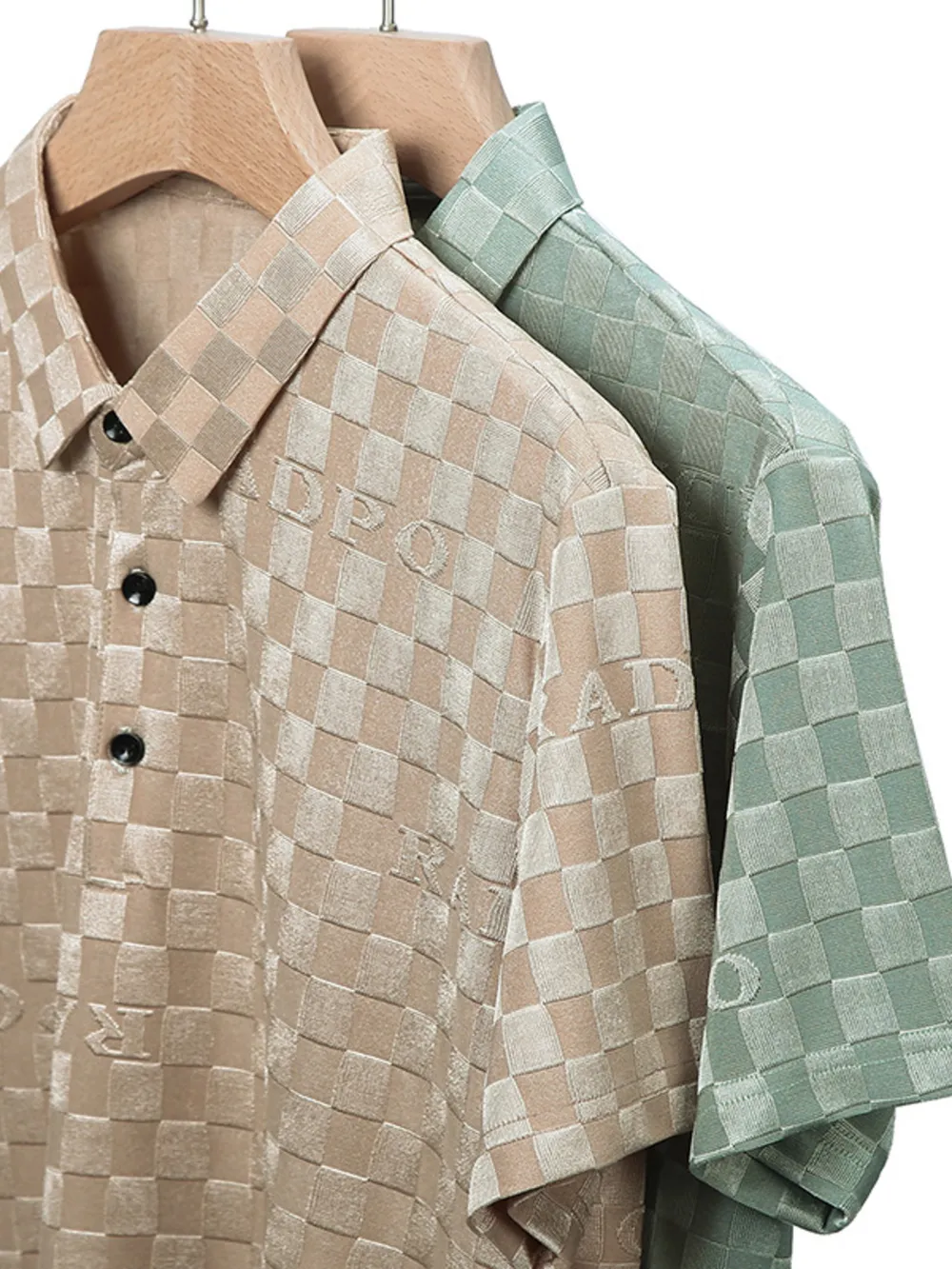 Men's Plus Size Checkered Pattern Short Sleeve Casual Polo Shirt, image 2