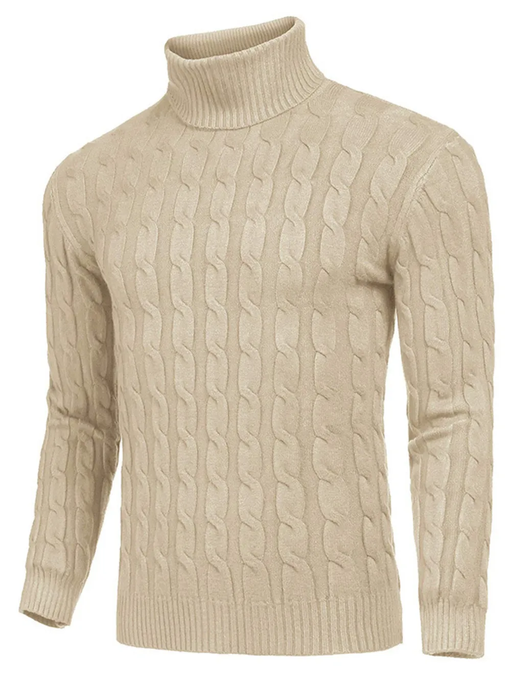 Men's Cable Knit Turtleneck Sweater, image 10