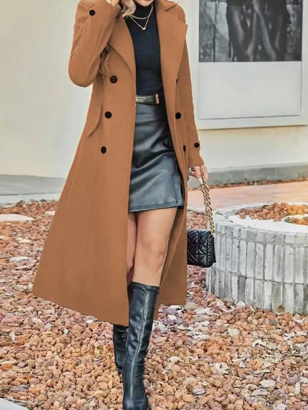 Full Size Double-Breasted Longline Trench Coat Plus Size, image 7