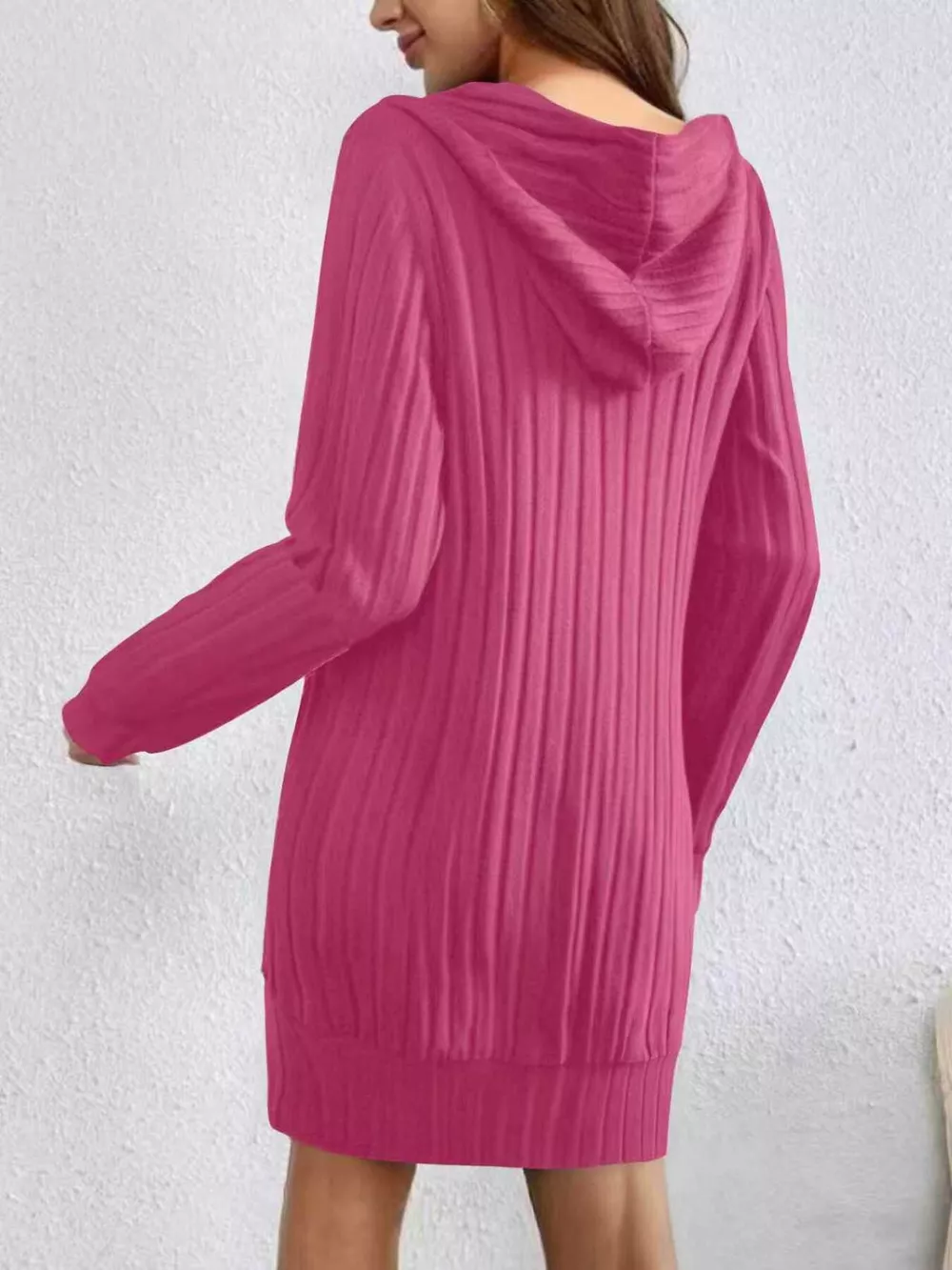 Ribbed Knit Hoodie Dress, image 5