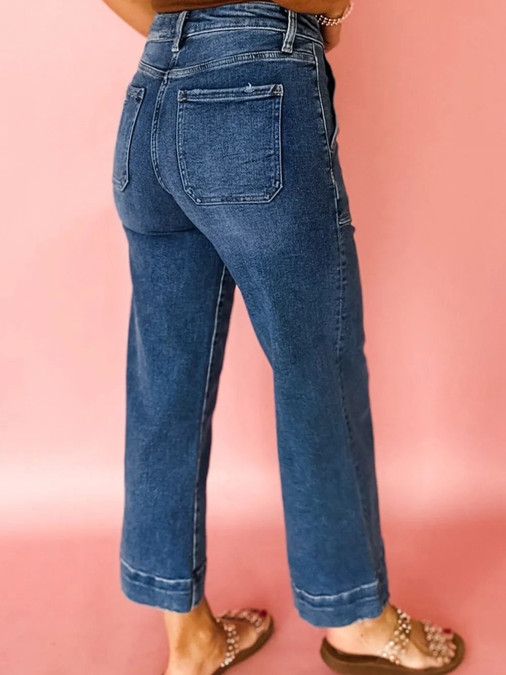 Cropped High Rise Wide Leg Jeans, image 8