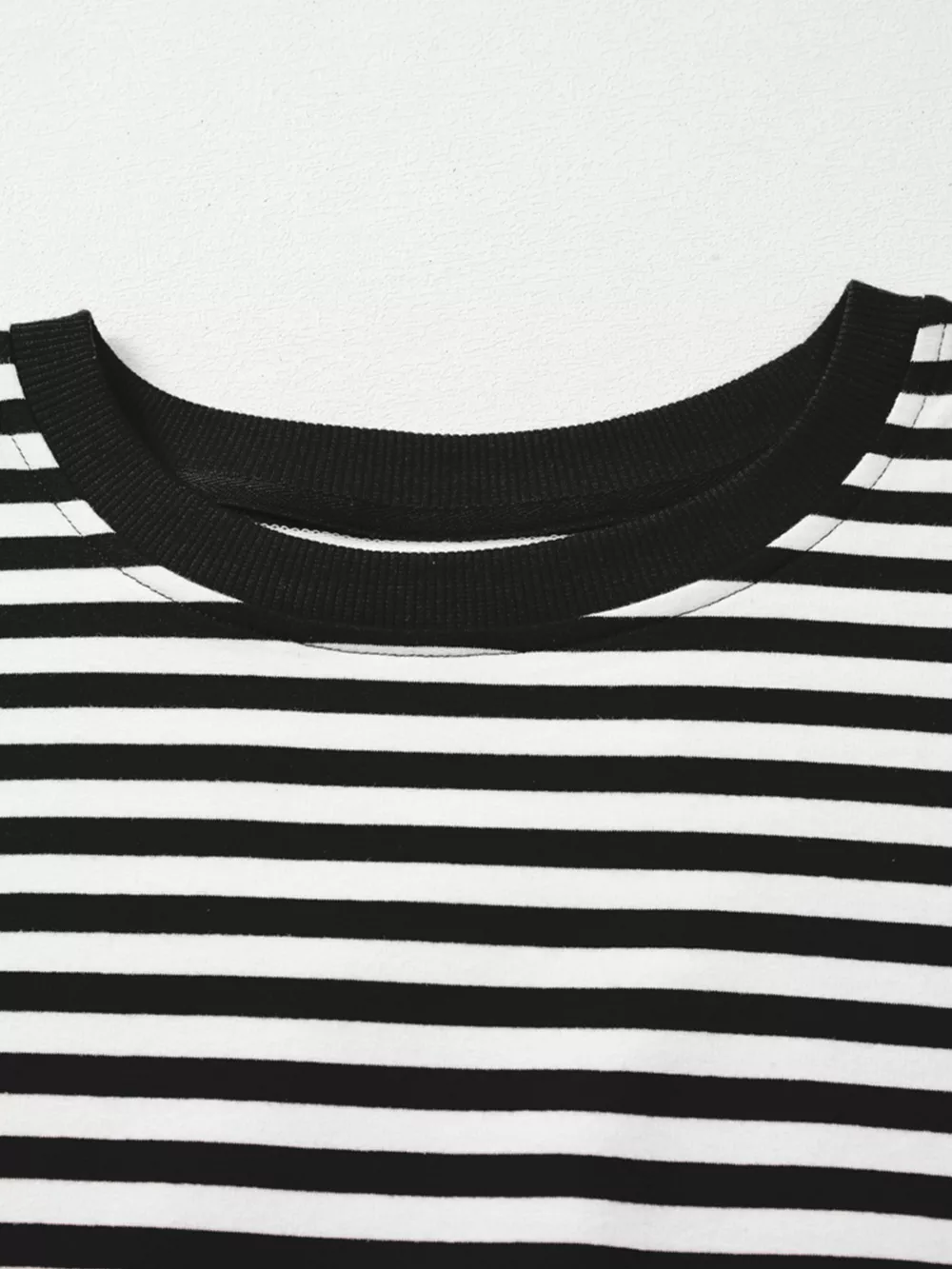 Stripe Exposed Seam Drop Shoulder Casual Pullover Top, image 8