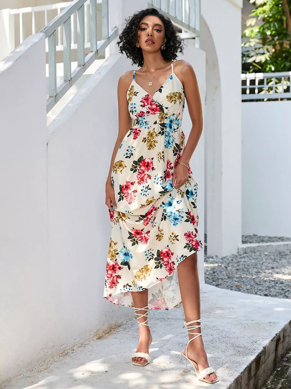 Floral Print Spaghetti Strap Midi Dress, image 27