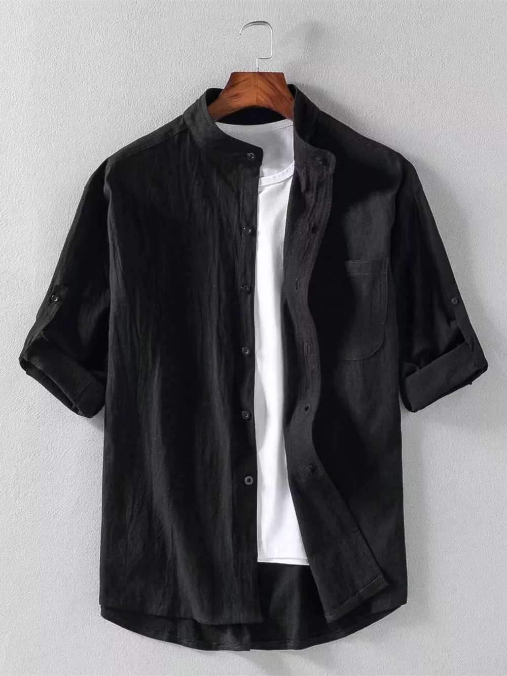 Men's Plus Size Casual Button Up Long Sleeve Shirt, image 2
