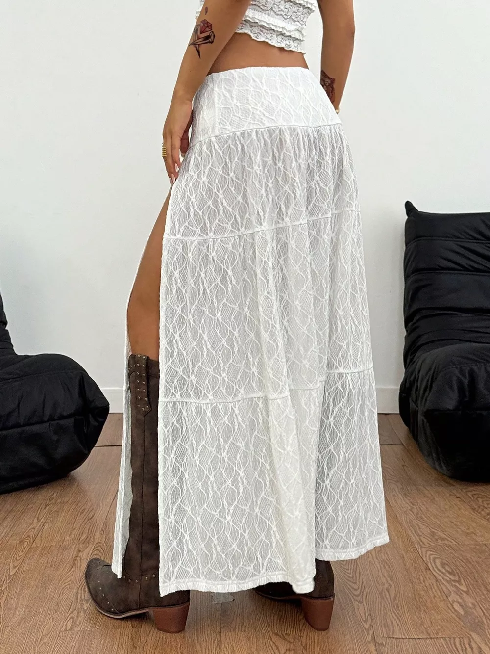 Lace Slit Maxi Skirt, image 5