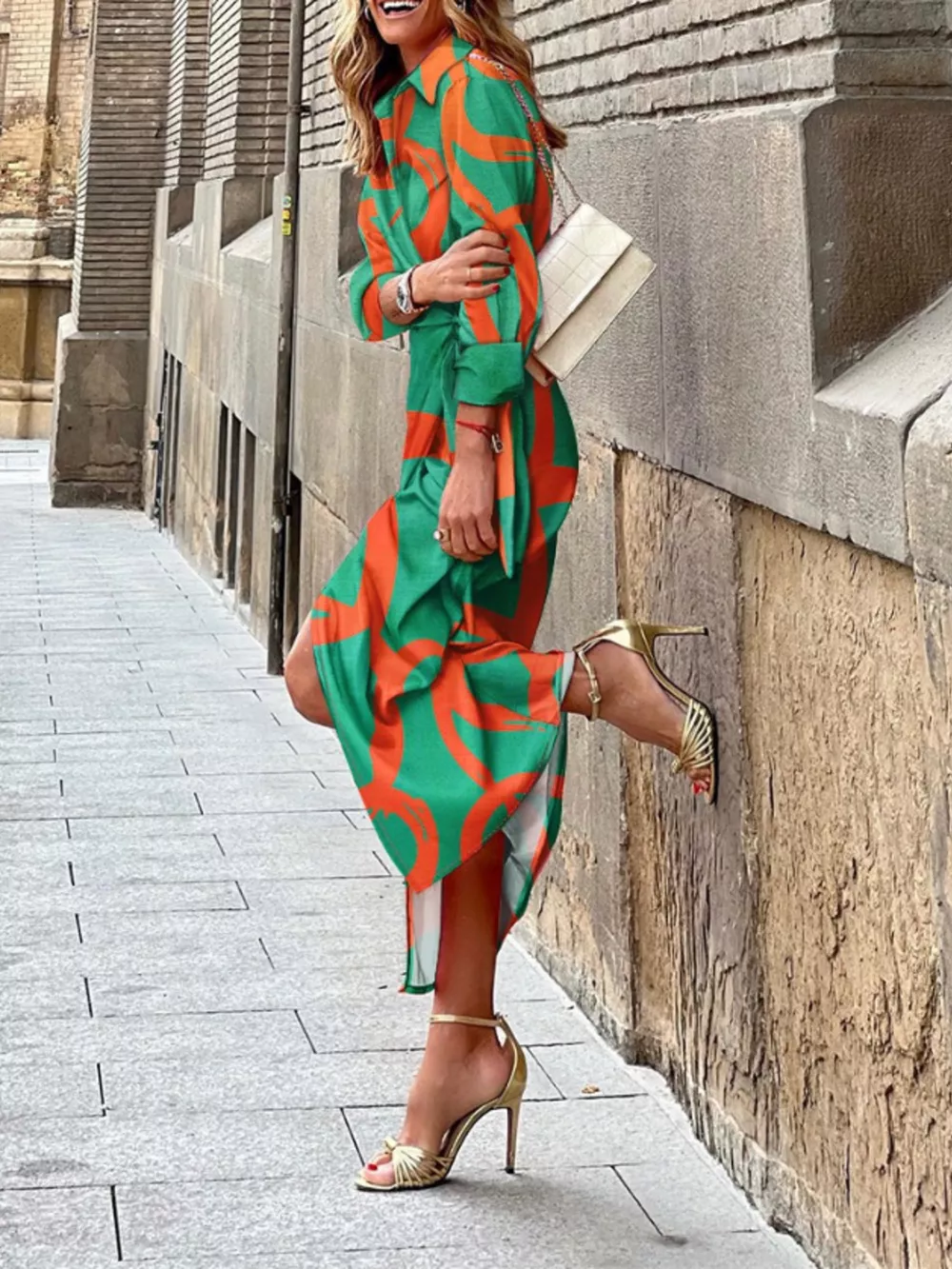 Abstract Print Wrap Midi Dress, image 5