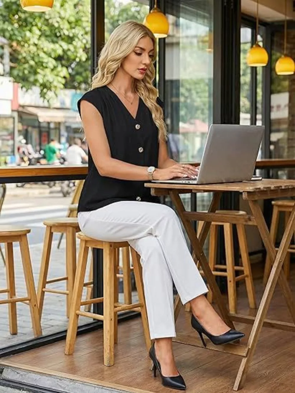 V-Neck Button-Down Shirt, image 5