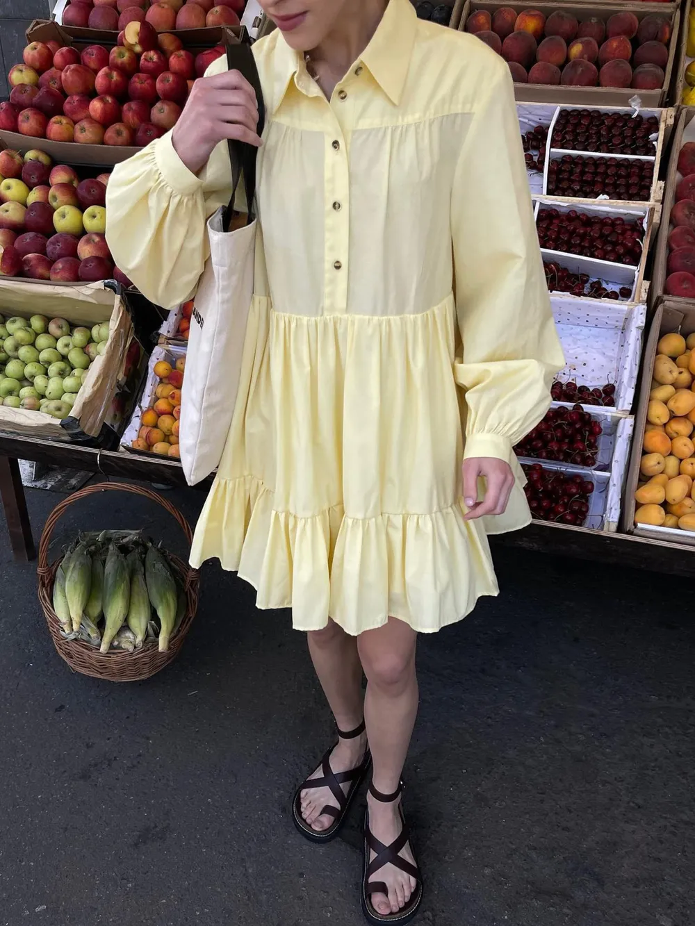 Tiered Long Sleeve Shirt Dress, image 5