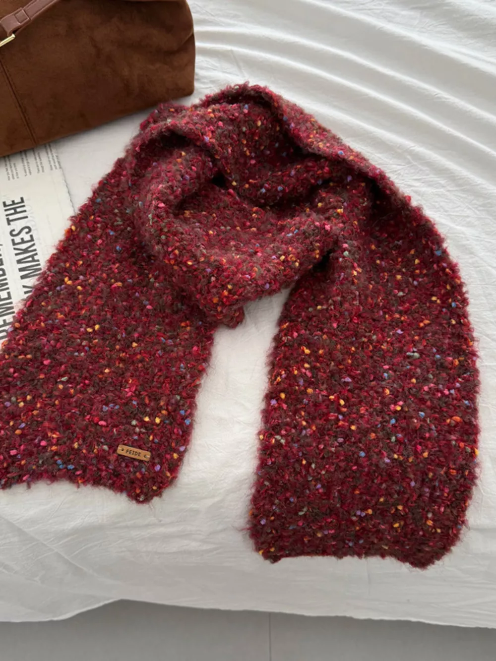Cozy Knitted Multicolor Speckled Scarf, image 3