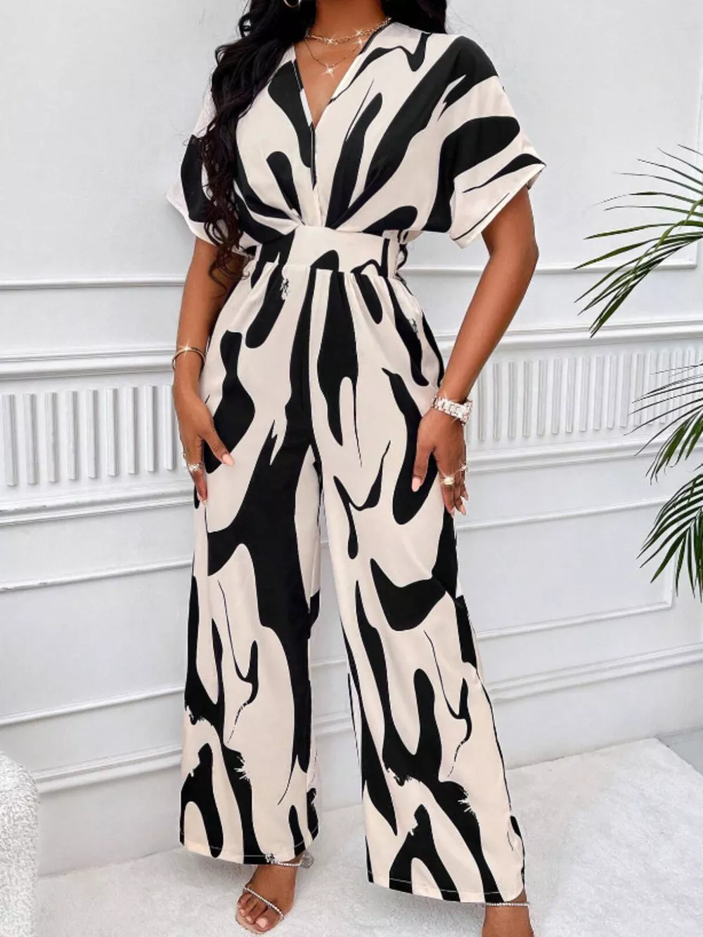 Abstract Print Wide-Leg Jumpsuit, image 2