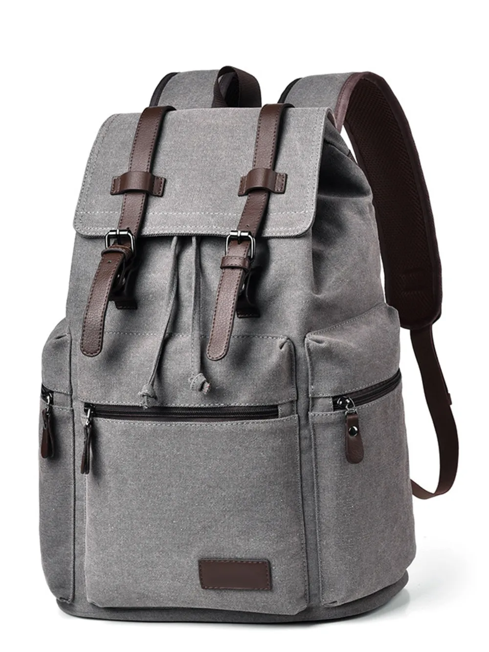 Canvas Backpack Bag with Buckle Straps, image 4