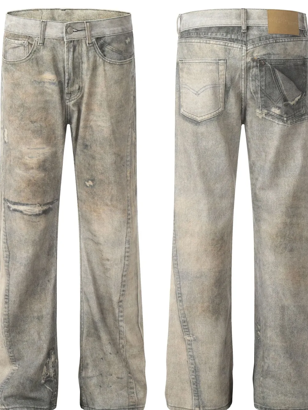Men's Vintage Washed Wide-Leg Denim Jeans, image 4