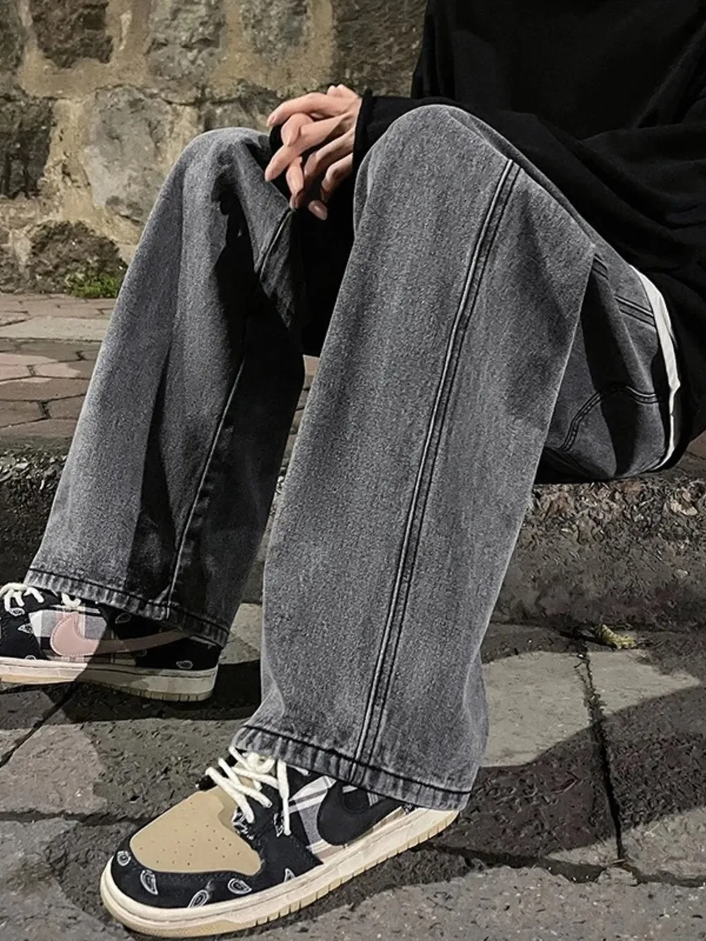 Men's Full Size Drawstring Wide Leg Jeans Plus Size, image 8