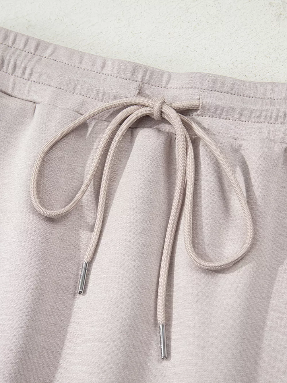 Solid Color Drop Shoulder Pullover and Drawstring Mini Skirt 2pcs Outfit, image 10
