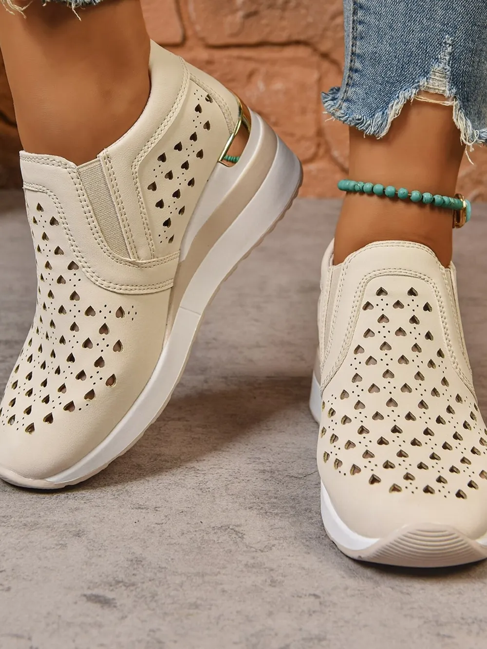 Breathable Cutout Wedge Sneakers, image 11