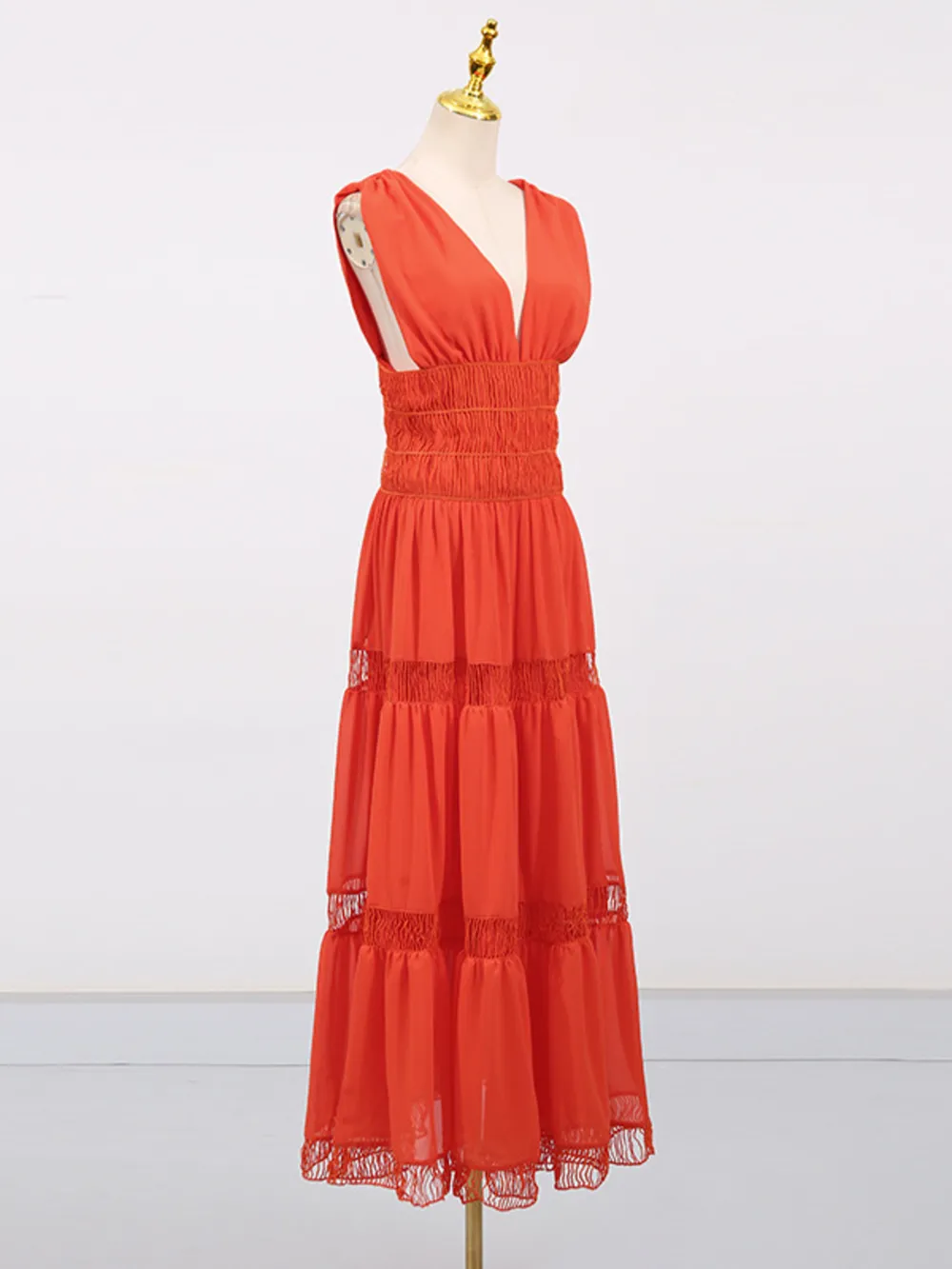 Tiered V-Neck Sleeveless Maxi Dress, image 15