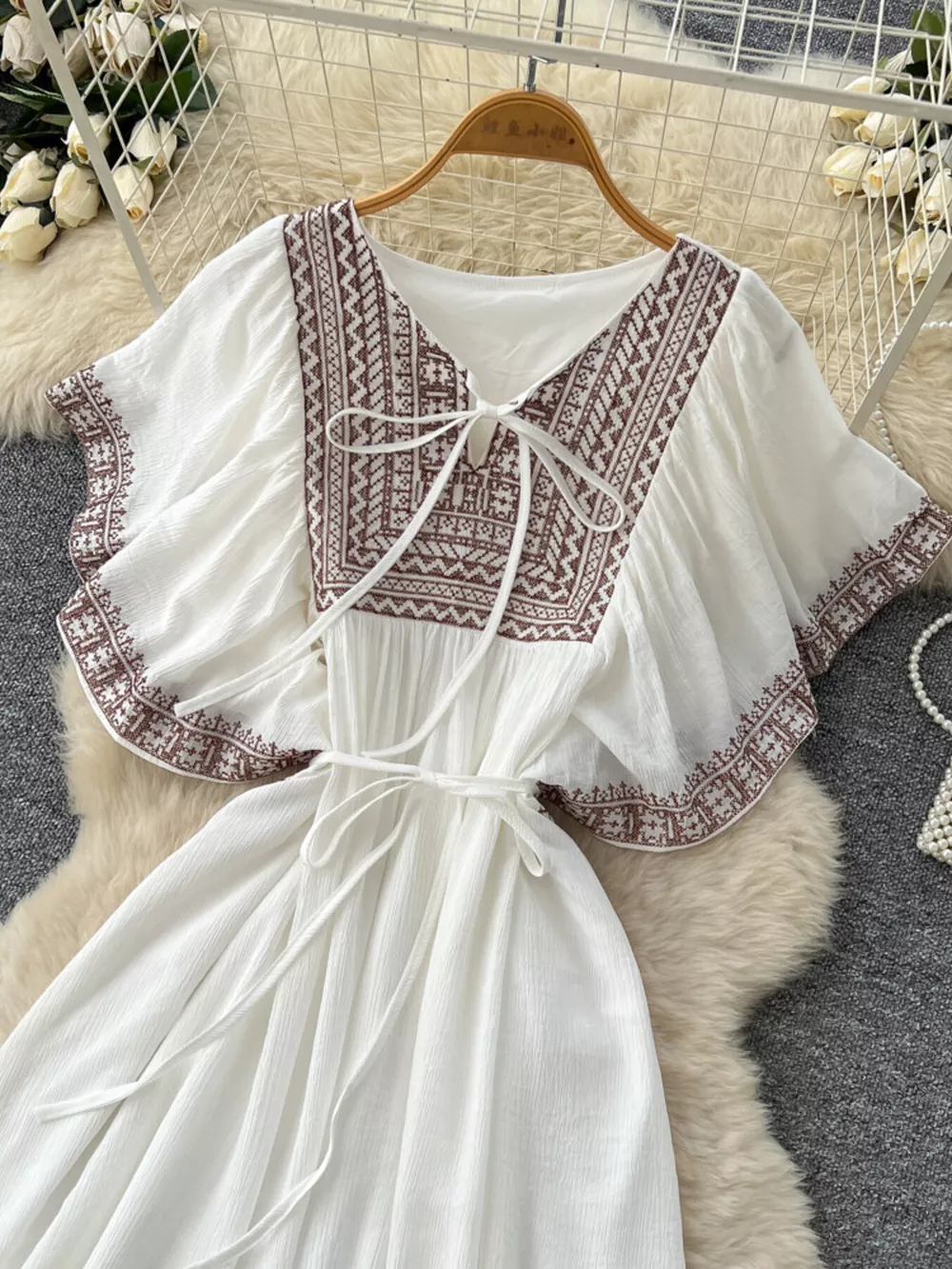 Tie Neck Short Sleeve Dress, image 22