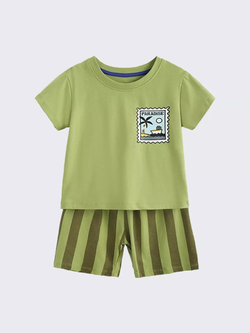 Children's Stamp Graphic Tee & Striped Shorts Set, image 4