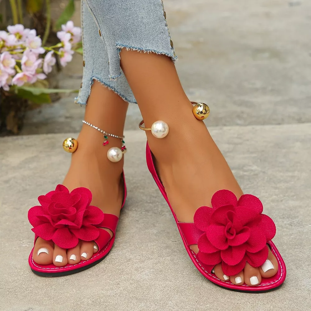 Flower Open Toe Flats Sandals, image 11
