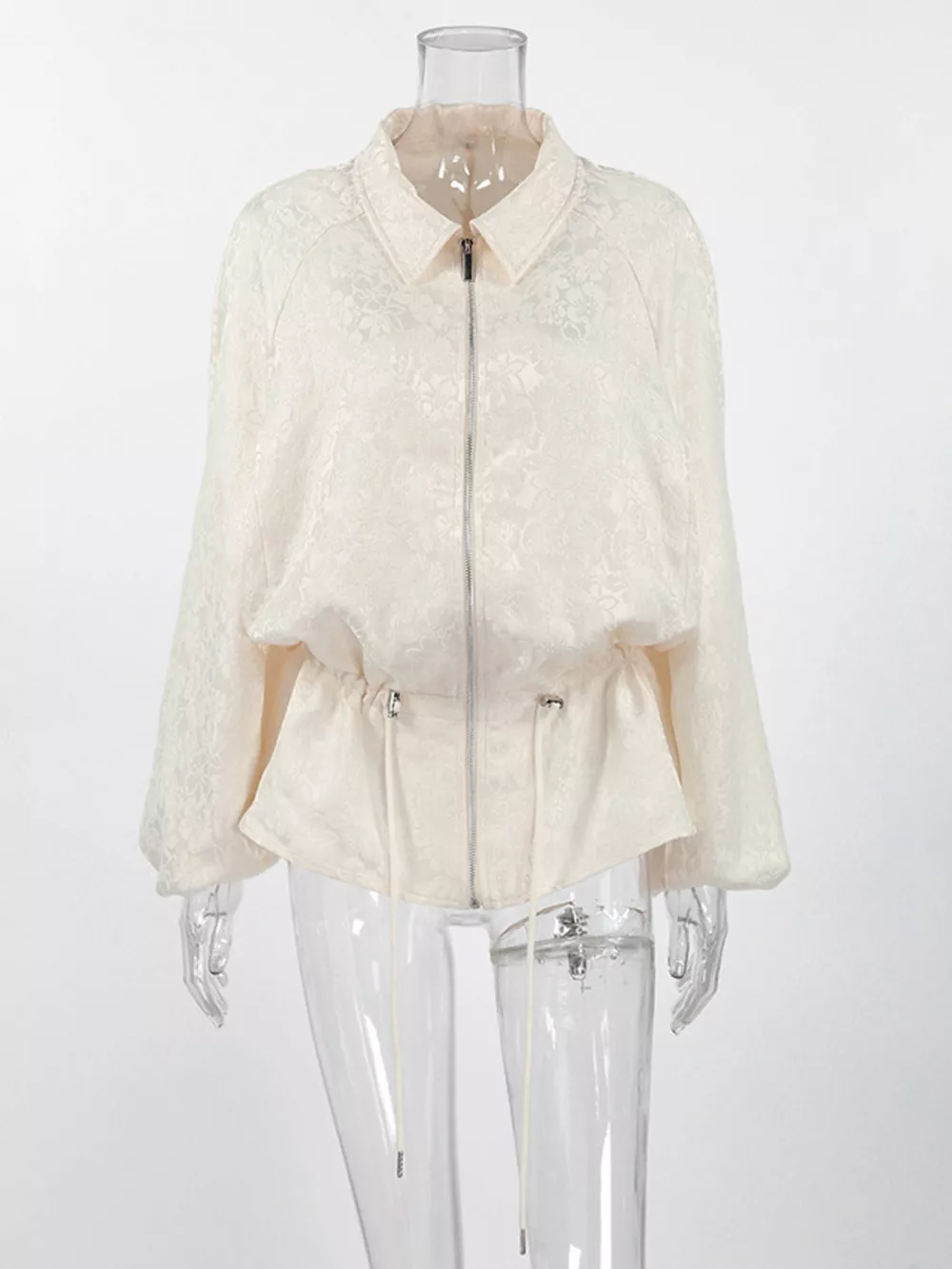Jacquard Bomber Jacket with Drawstring Waist, image 15