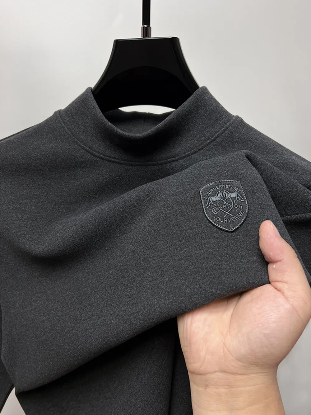 Men's Plus Size Mock Neck Long Sleeve T-Shirt, image 7