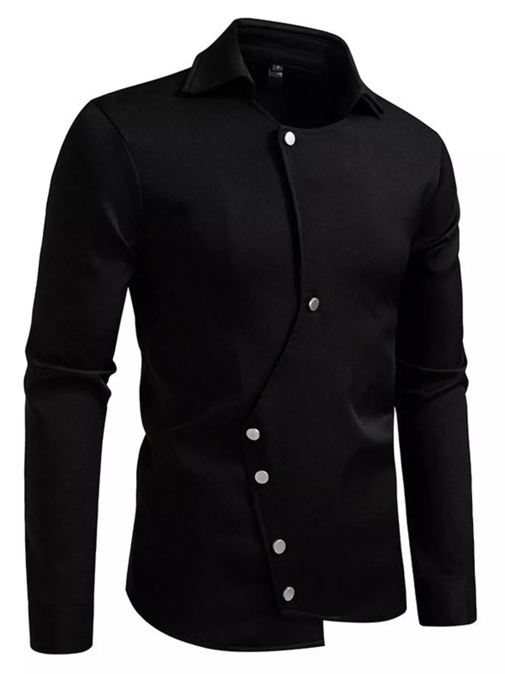 Men's Asymmetrical Button-Down Long Sleeve Shirt, image 2