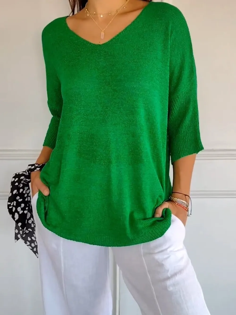 Full Size Relaxed Fit Ribbed Hem Sweater Plus Size, image 16