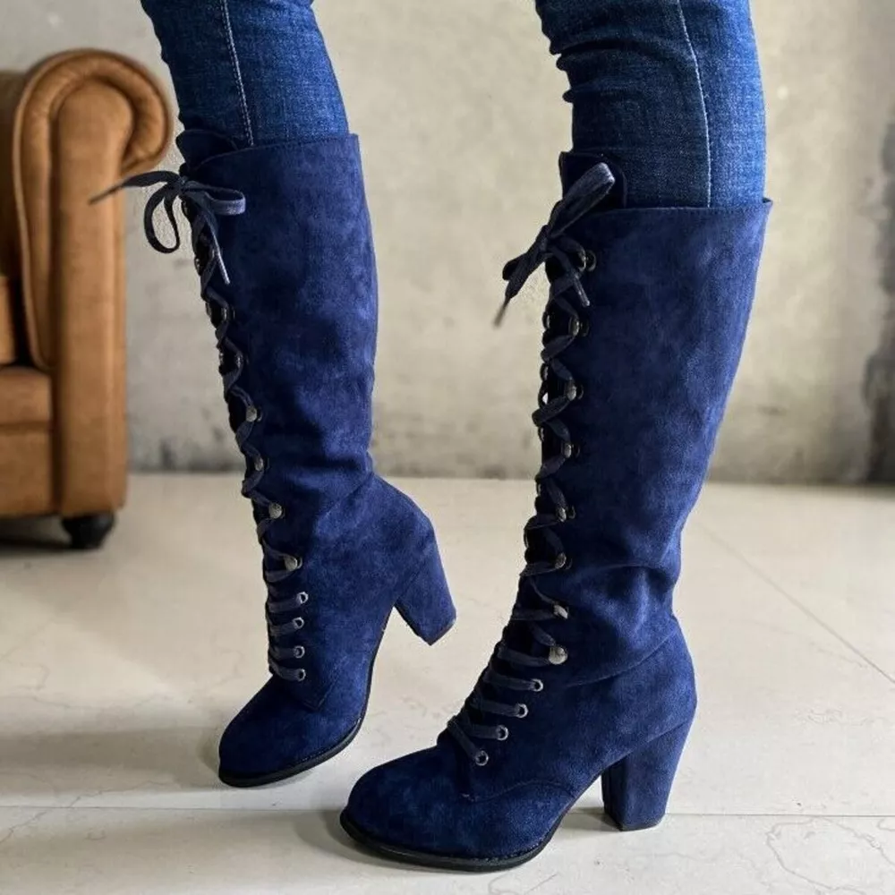 Lace Up Block Heels Boots, image 4