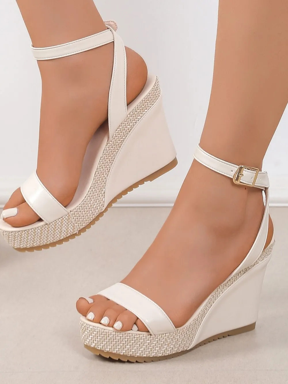 Platform Wedge Sandals with Ankle Strap, image 4