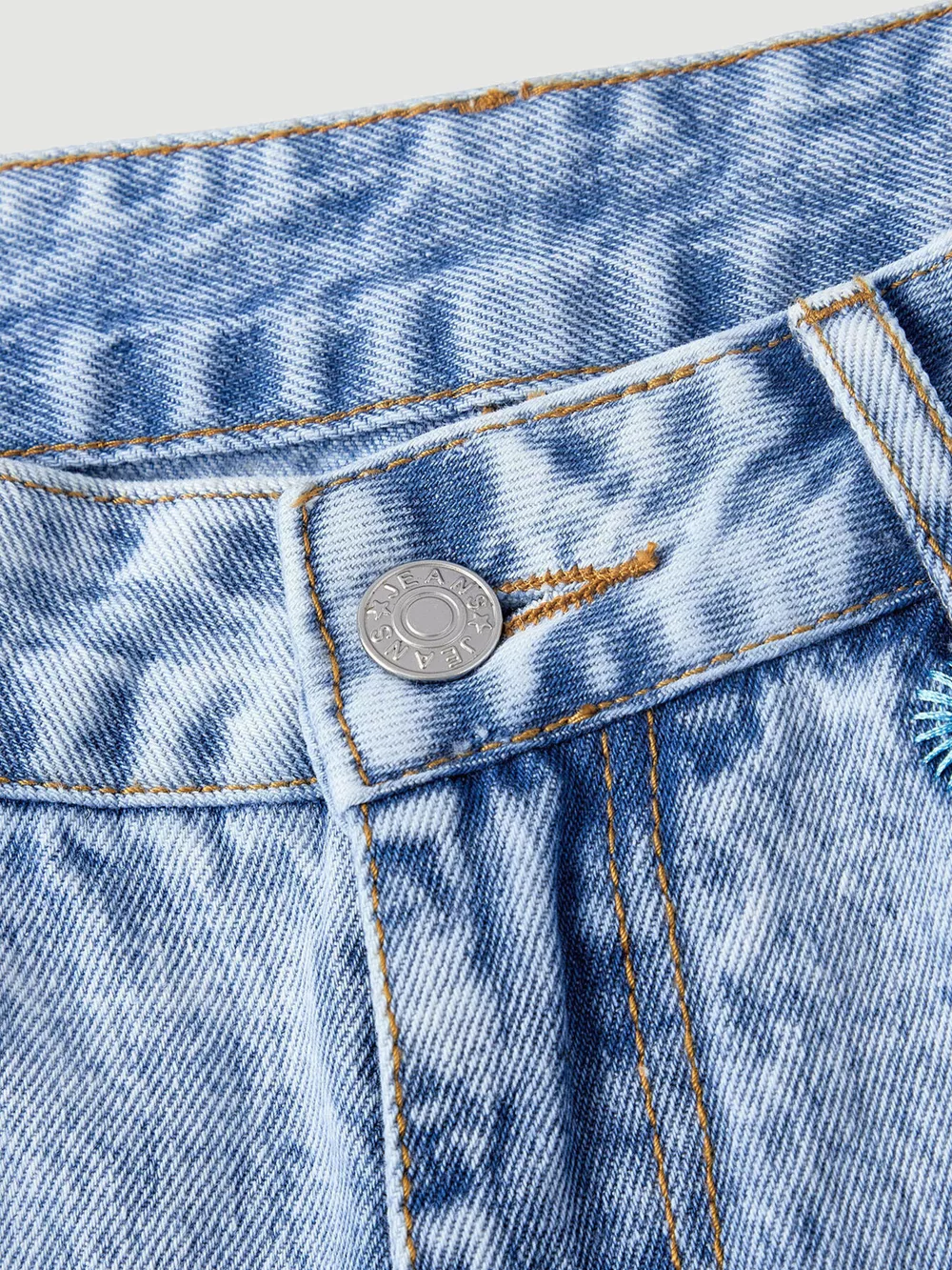 Embroidered High-Waisted Wide-Leg Jeans, image 4