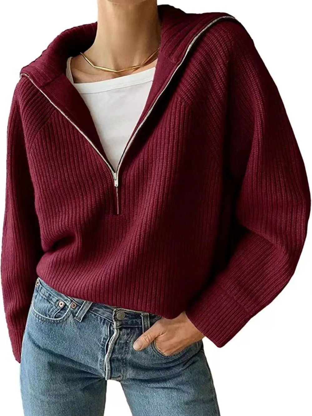 Half-Zip Long Sleeve Sweater, image 18