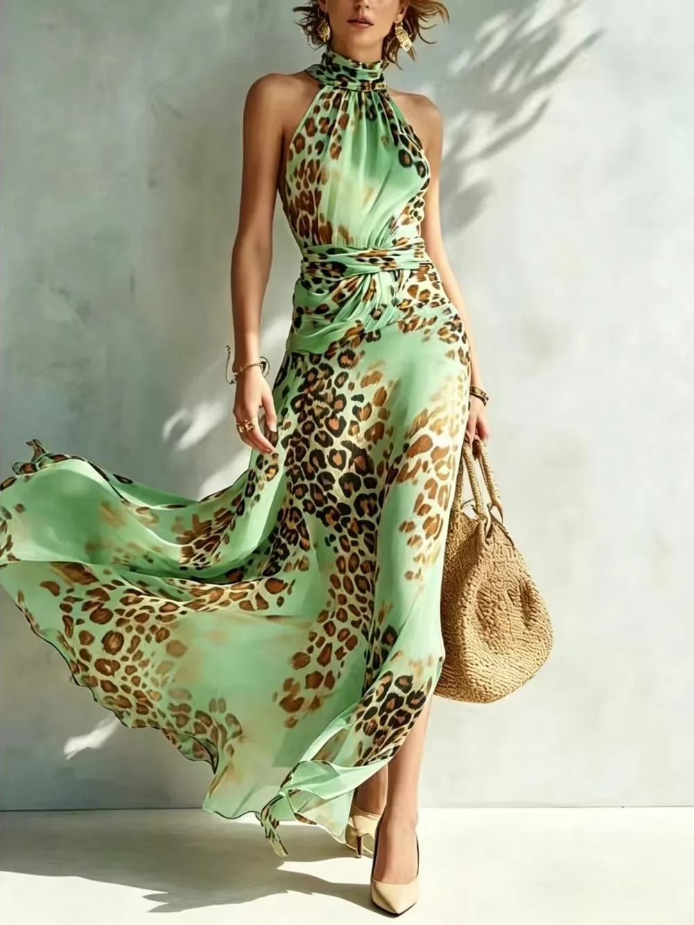 Leopard Print Sleeveless Maxi Dress, image 7