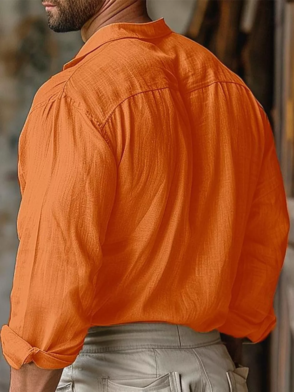 Men's Full Size Vintage Lace-Up Long Sleeve Blouse Plus Size, image 7