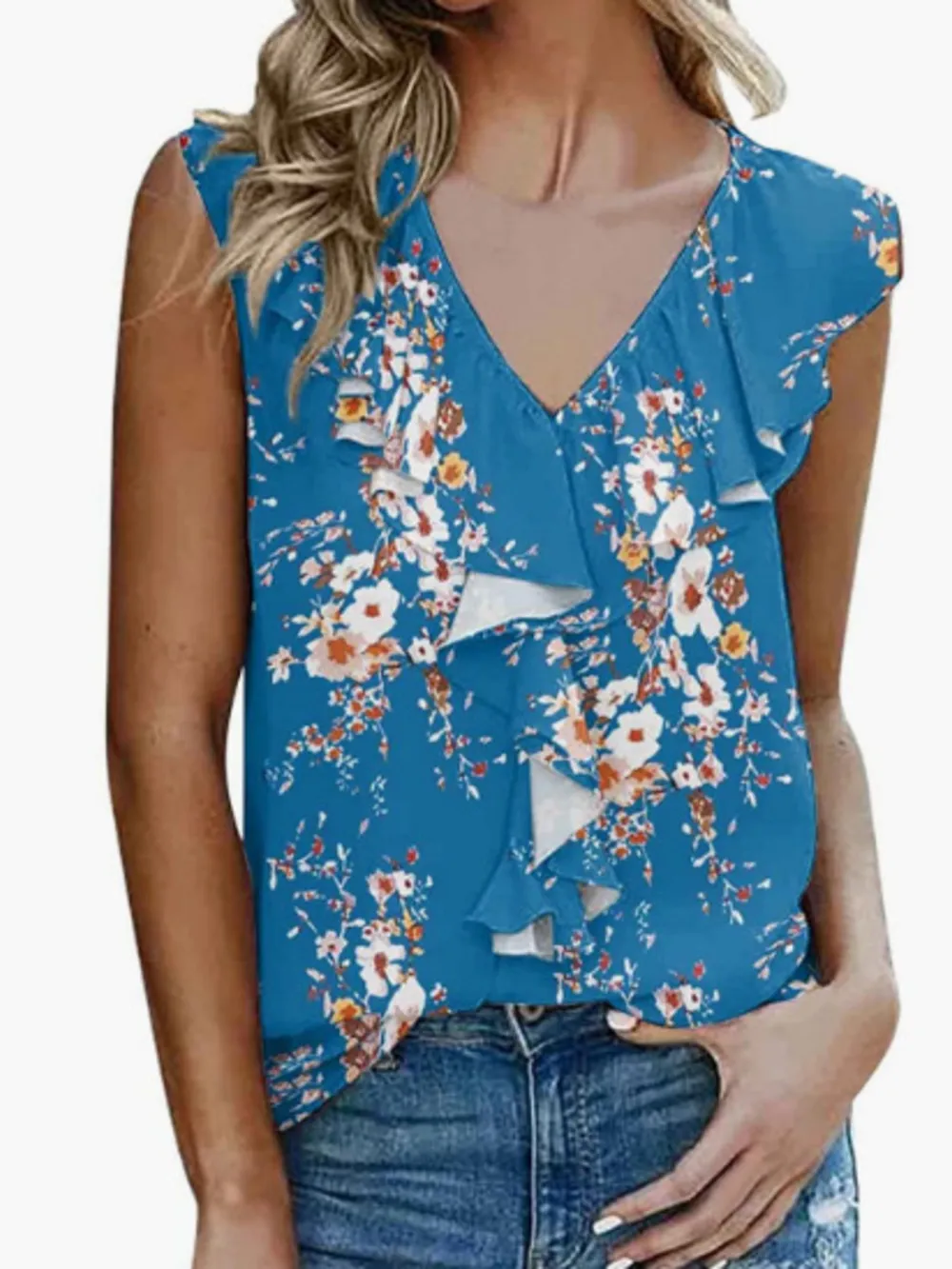 Printed V-Neck Tank, image 16