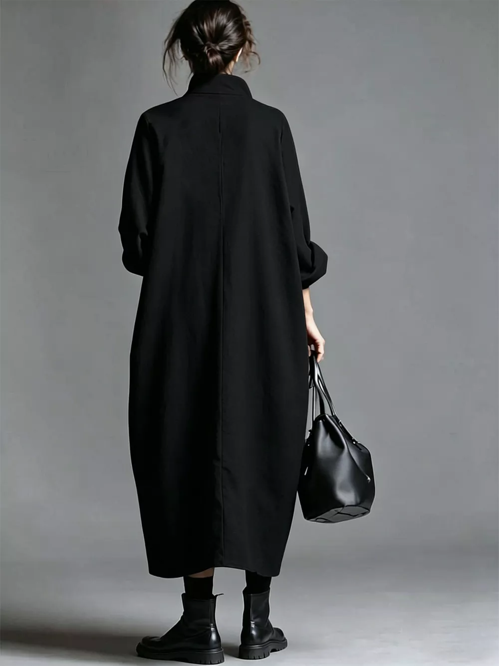 Full Size Loose-Fit Mock Neck Midi Dress with Pockets Plus Size, image 22