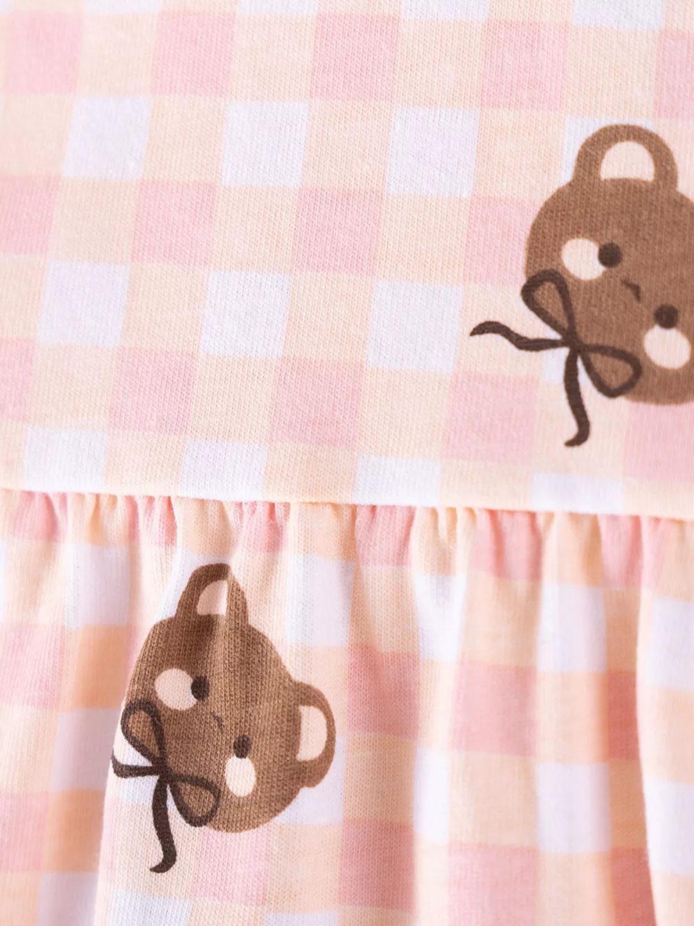 Children's Gingham Bear Print Peplum Top and Leggings Set, image 3