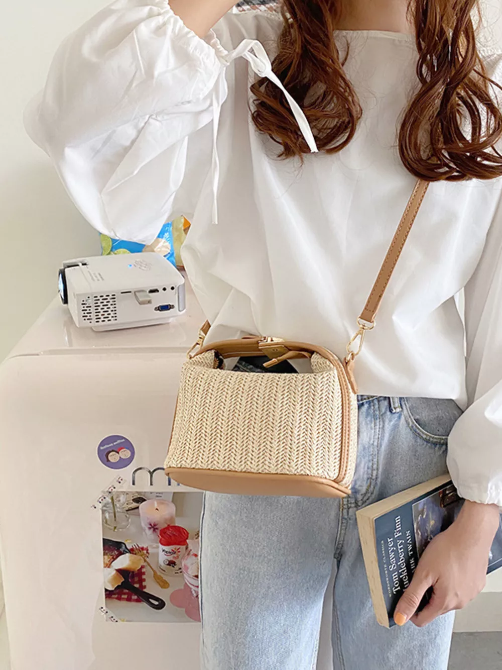 Woven Straw Crossbody Bag, image 9