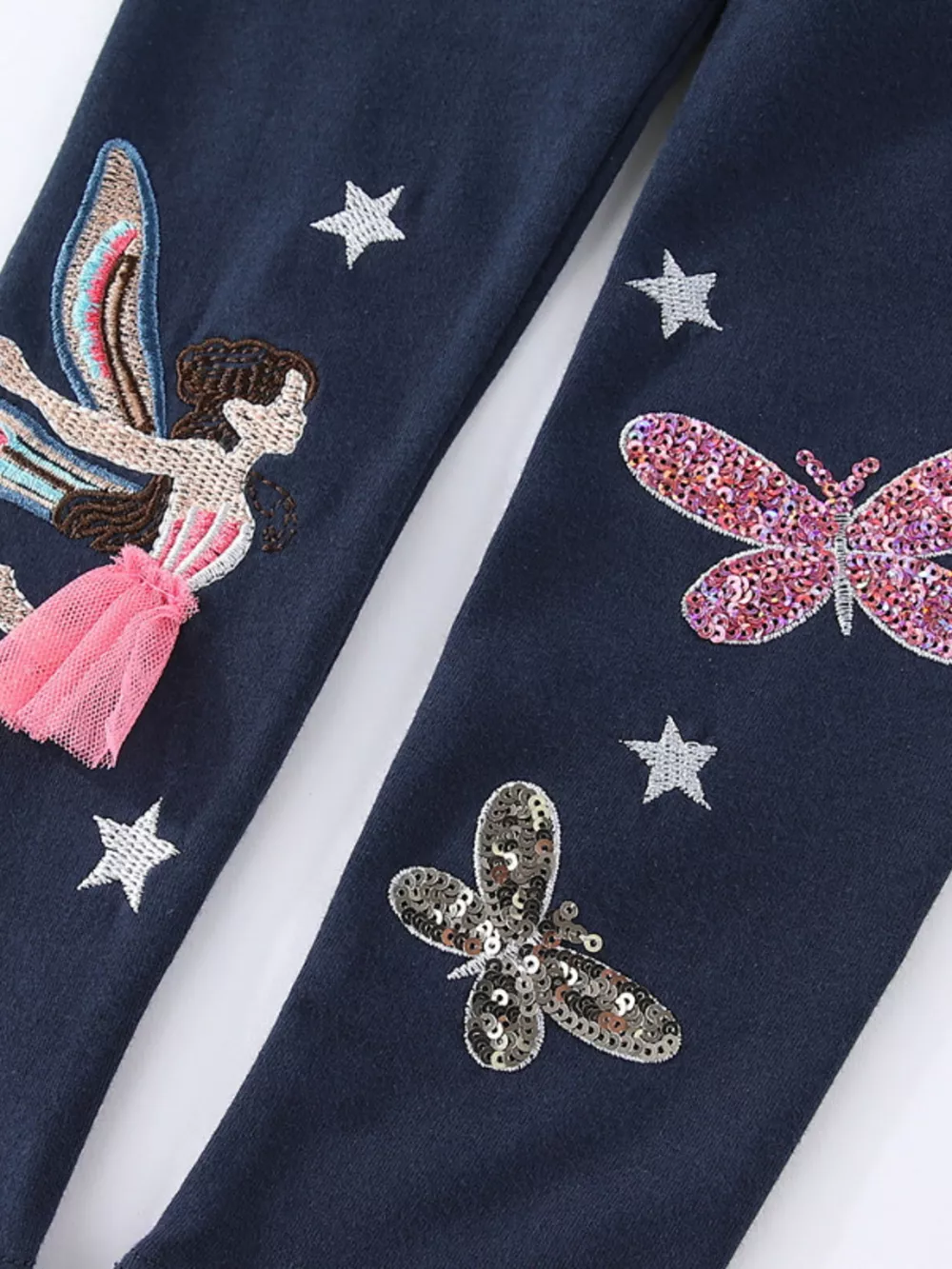 Children's Fairy Embroidered & Sequin Butterfly Leggings, image 4