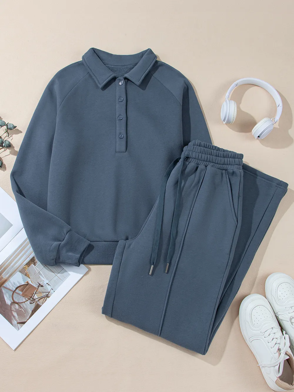 Collared Sweatshirt and High Waist Pants Active Set, image 26