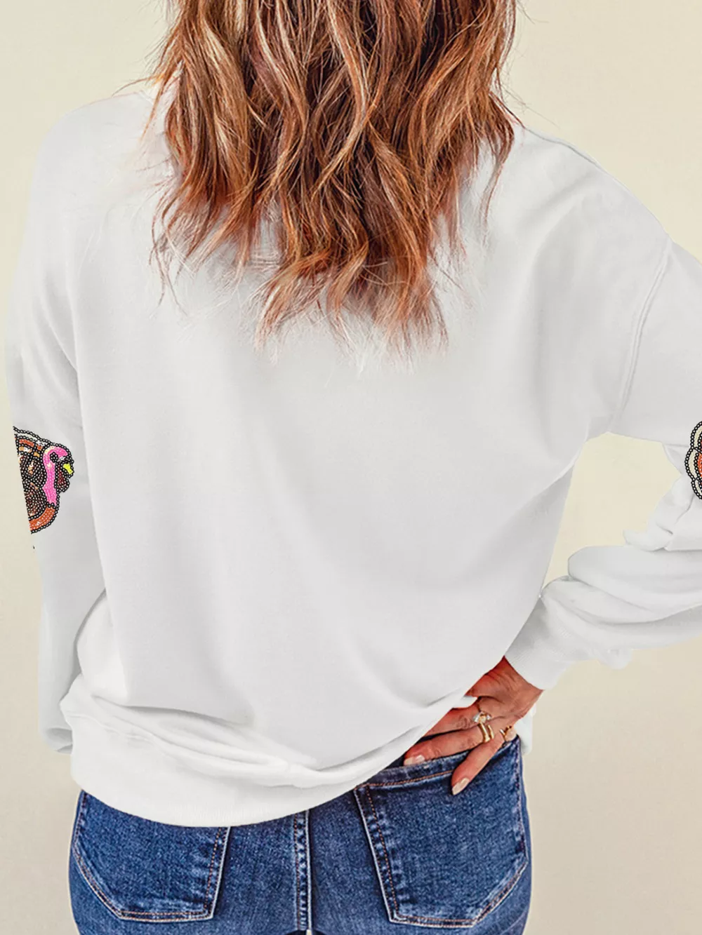 Thanksgiving Turkey Sequin Patched Sweatshirt, image 4